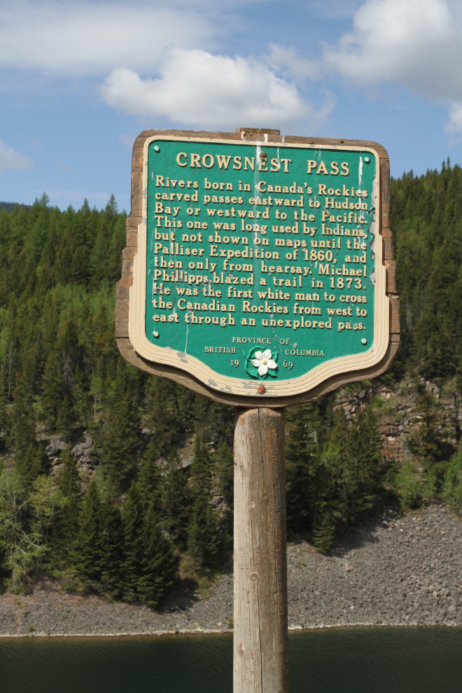 Heritage BC Stop of Interest sign at the summit of Crowsnest Pass
