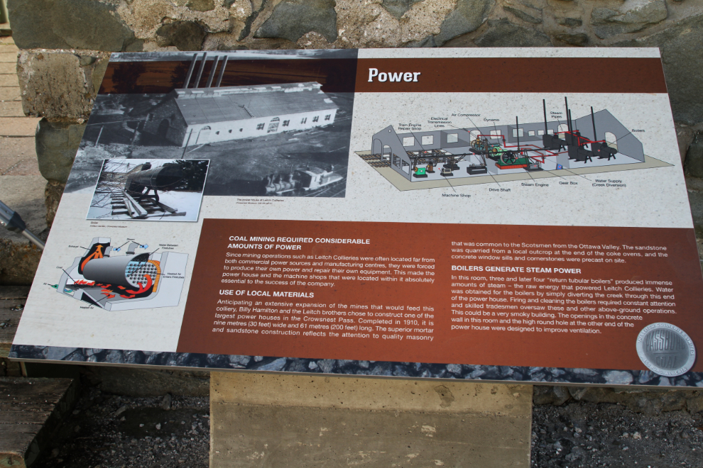 Power house interpretive panel at the Leitch Collieries Provincial Historic Site