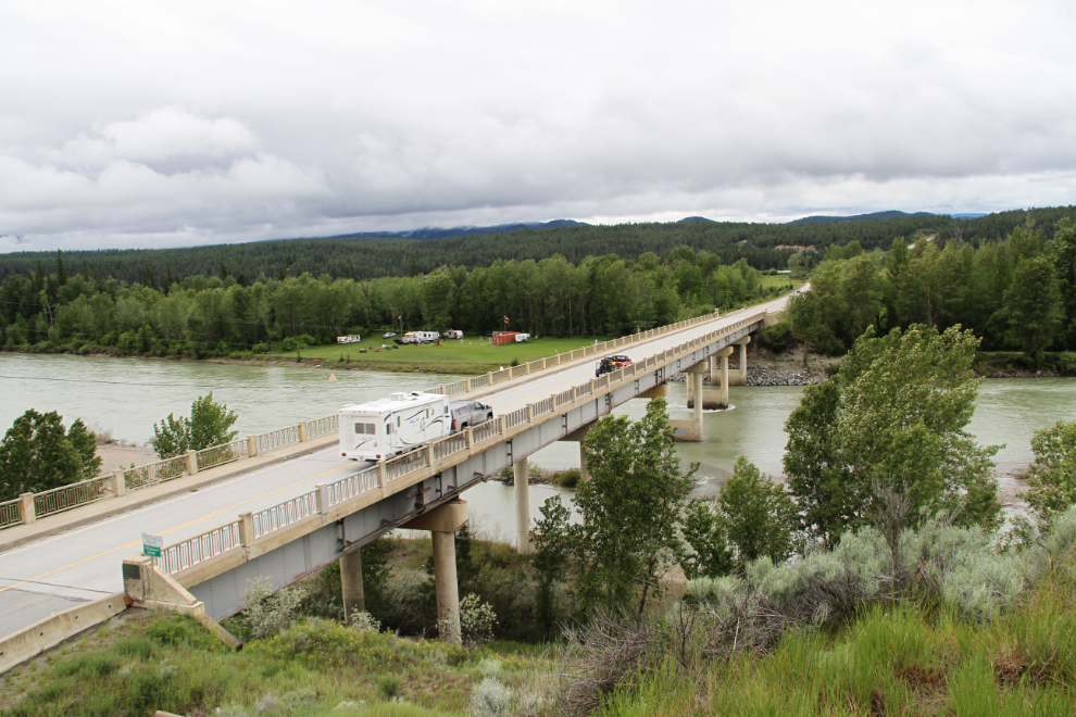 A look at Highway 93/95 crossing the Kootenay River below the Fort Steele Heritage Town, BC