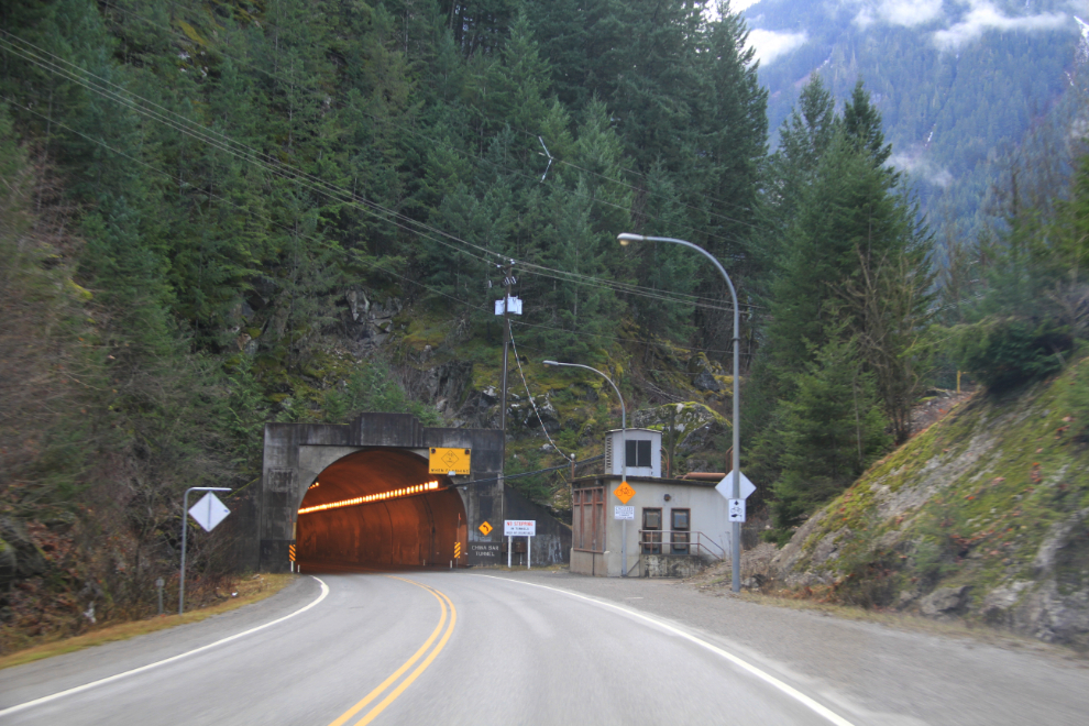 The entrance to the longest of the highway tunnels in the Fraser Canyon, China Bar