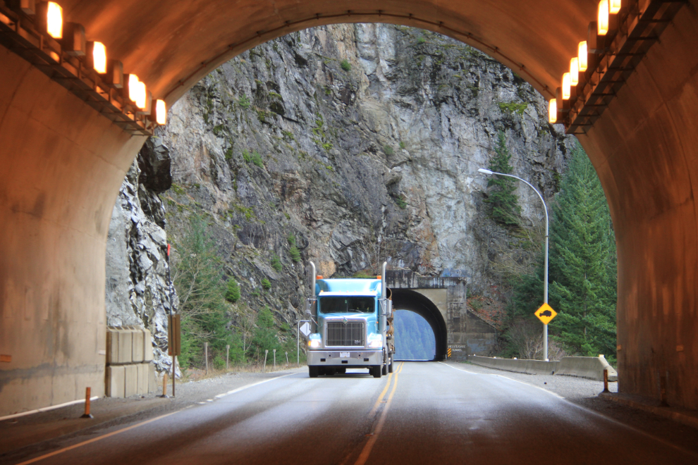 Two of the 7 highway tunnels in BC's Fraser Canyon