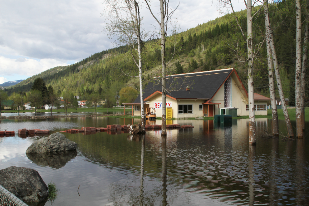 Flooded property in downtown Greenwood, BC