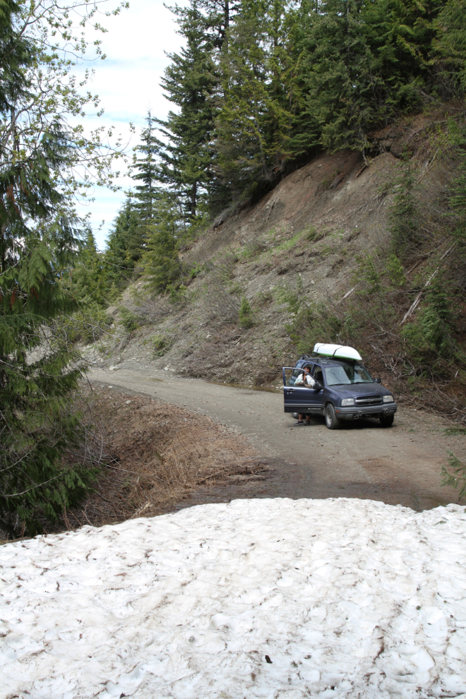Snow on the Buchanan Lookout road near Kaslo, BC