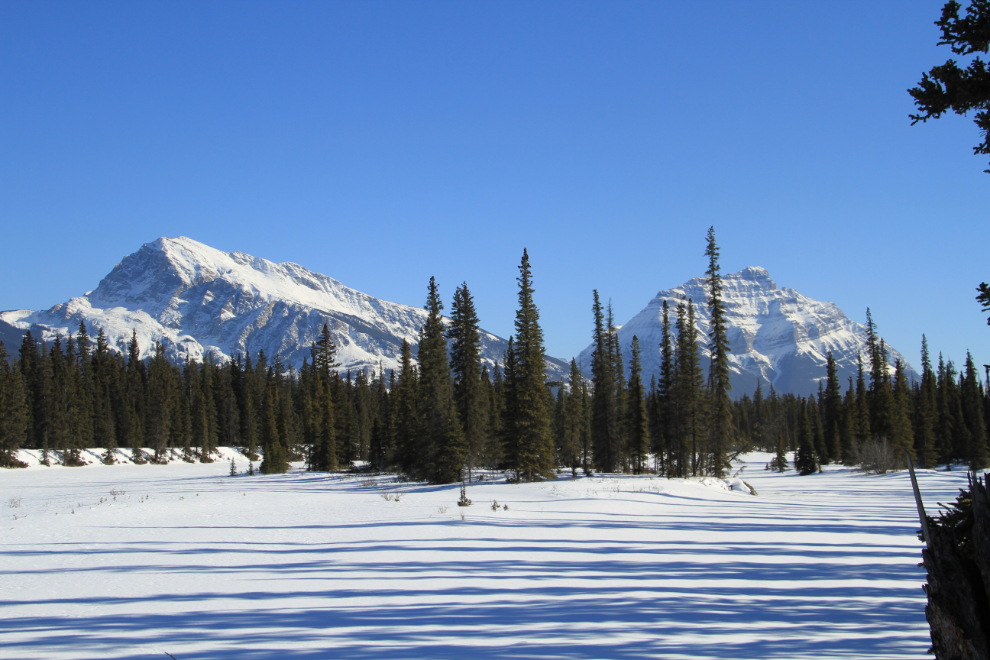 Mount Hardisty and Mount Kerkeslin in the Canadian Rockies