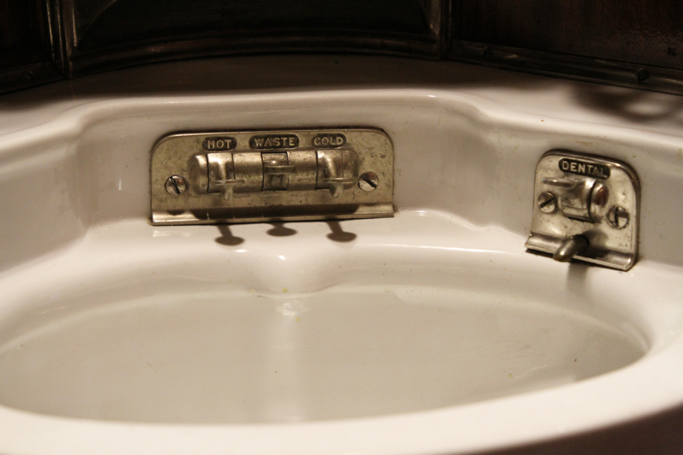 Sink in the passenger compartment on the 1929 Trans Canada Limited
