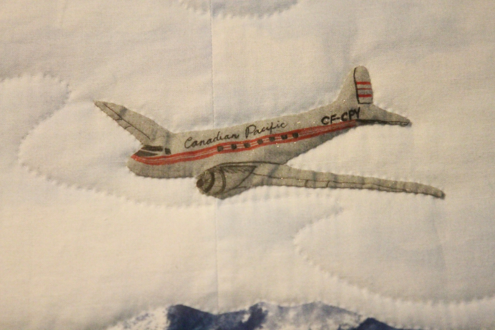 The Yukon's DC-3, CF-CPY, on the Cranbrook history quilt