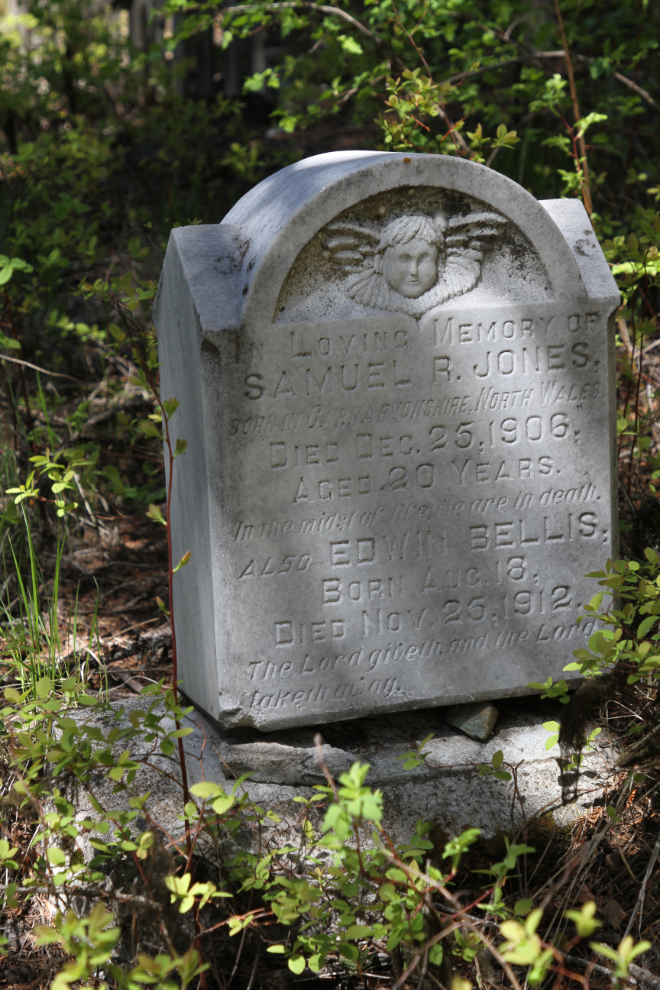 Grave of 20-year-old Samuel B. Jones and 3-month-old Edwin Bellis in the Phoenix Cemetery, BC
