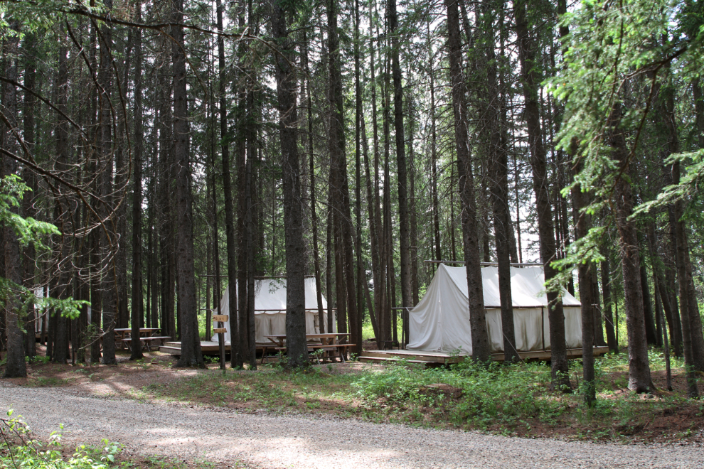 Wall tents available for rent at Rocky Mountain House National Historic Site, Alberta