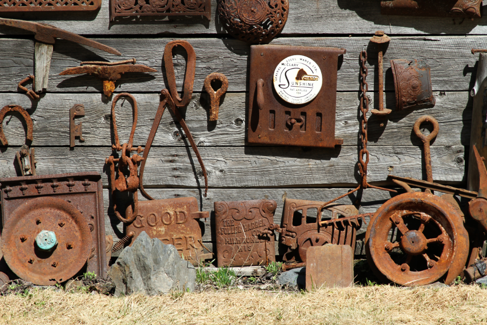 Private collection of cast iron at Sandon, BC