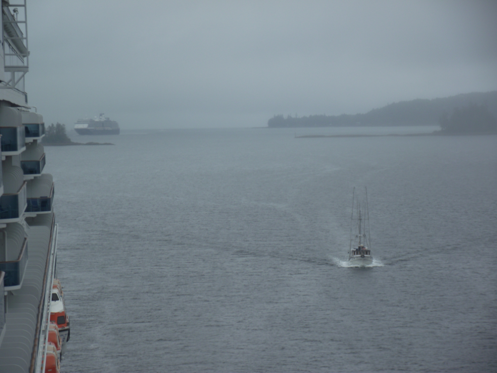 Foggy Tongass Narrows, Alaska, from the cruise ship Coral Princess