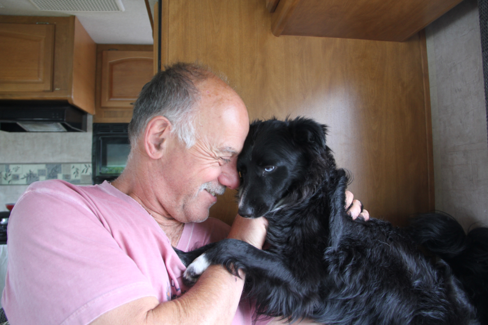 Murray Lundberg and his little dog Tucker in their RV