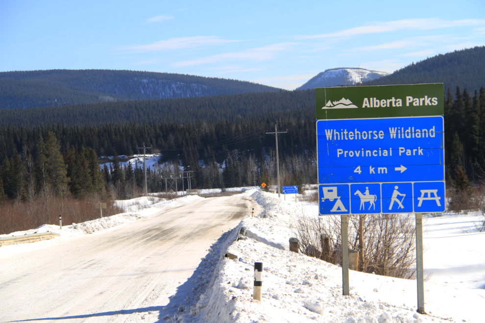 Sign to Whitehorse Wildland Provincial Park, Alberta