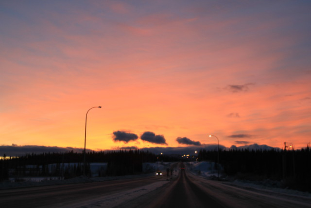 January sunrise on the Alaska Highway