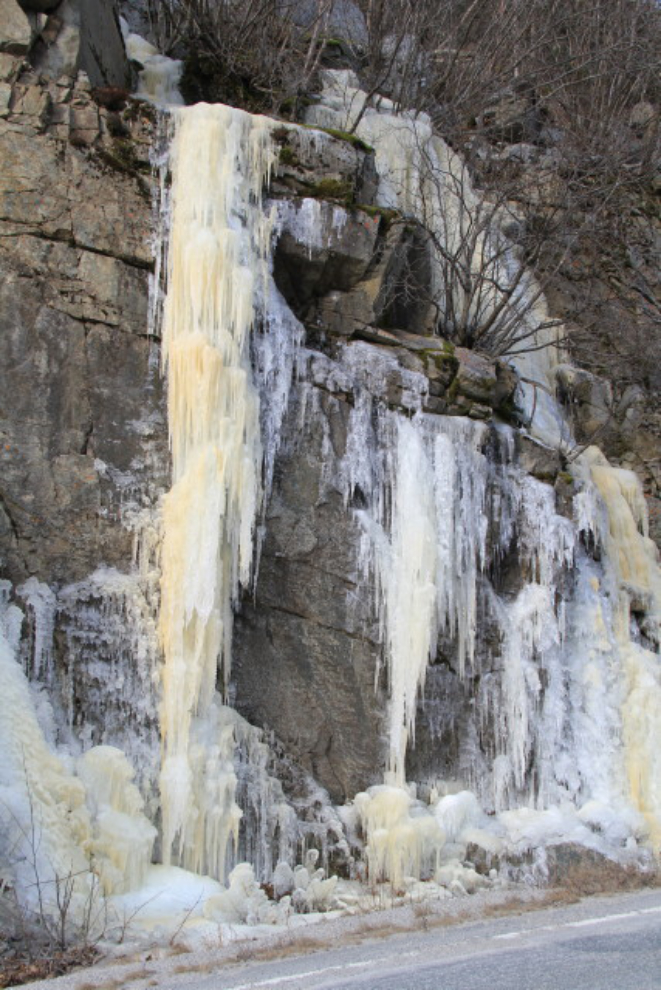 Frozen waterfall in the White Pass, Alaska