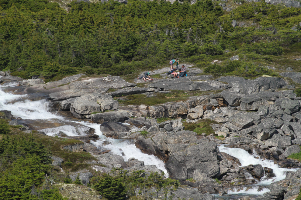 A group of hikers on the International Falls trail in the White Pass