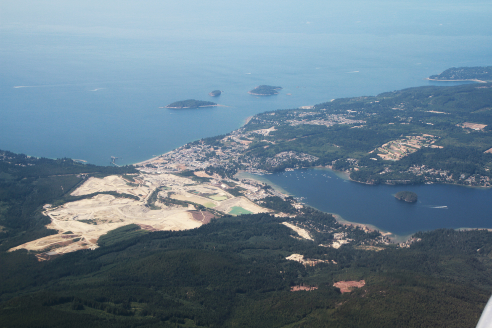 Aerial view of Sechelt, BC