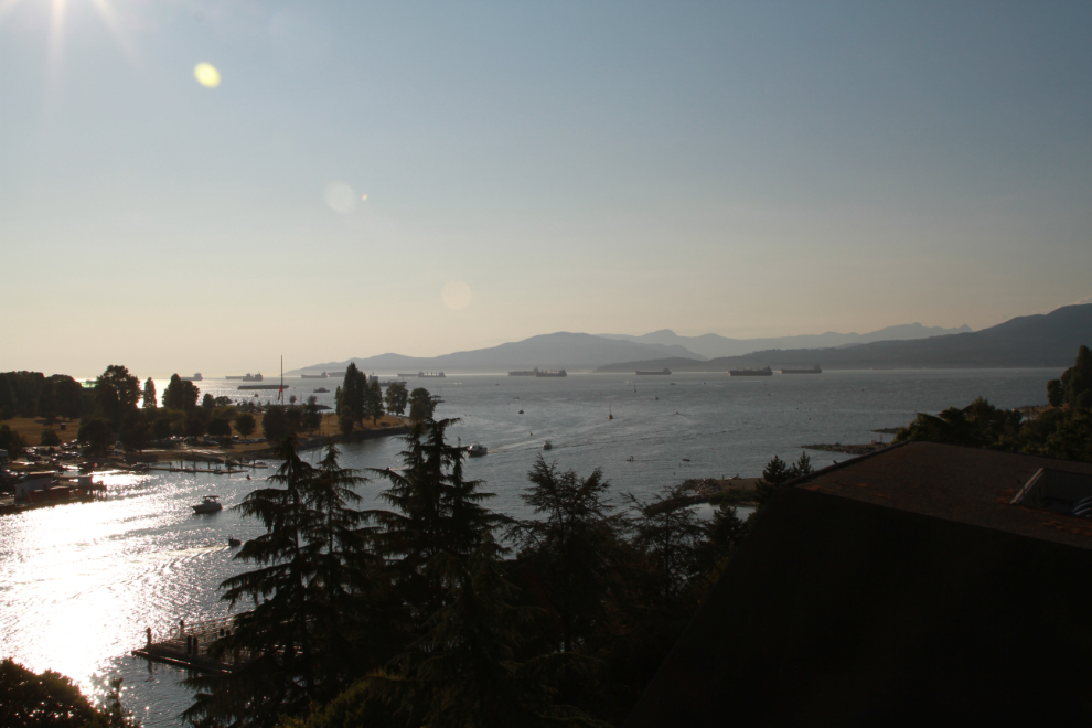 The view from the Art Deco Burrard Street Bridge in Vancouver, BC