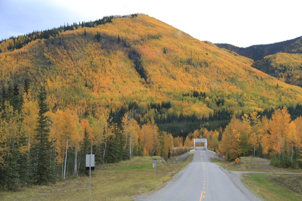 Fall colours at the Racing River Bridge, Alaska Highway