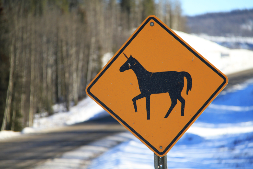 Unicorn crossing sign - in BC, of course