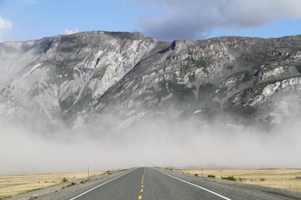 Dust storm at the Slims River flats on the Alaska Highway