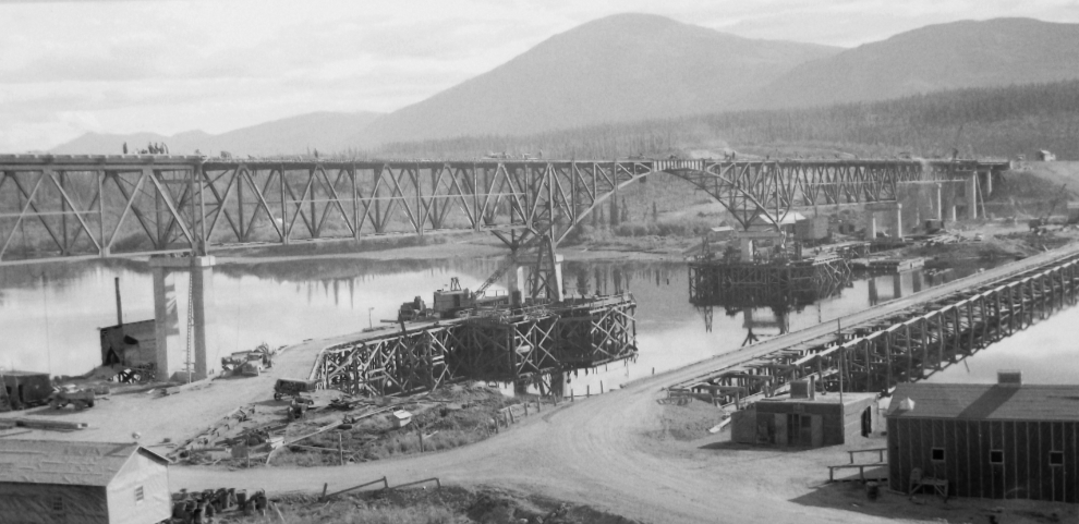 Teslin River Bridge during construction in 1944