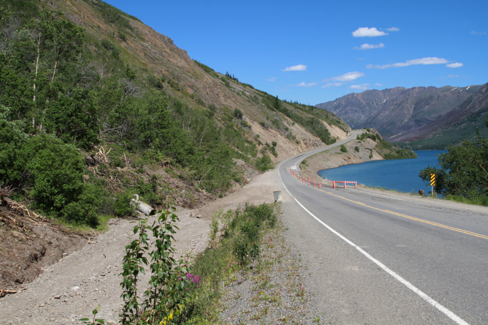 Washout on the South Klondike Highway being repaired.