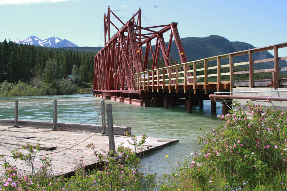 The BYN (British Yukon Navigation) dock and WPYR railway bridge at Carcross, Yukon