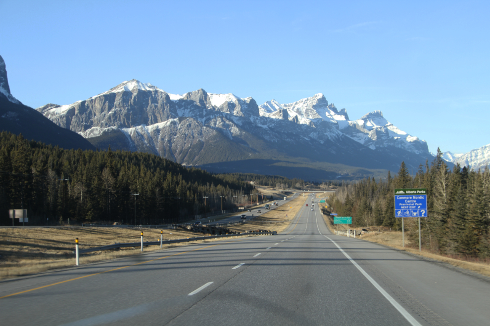 Approaching the community of Canmore in the Canadian Rockies