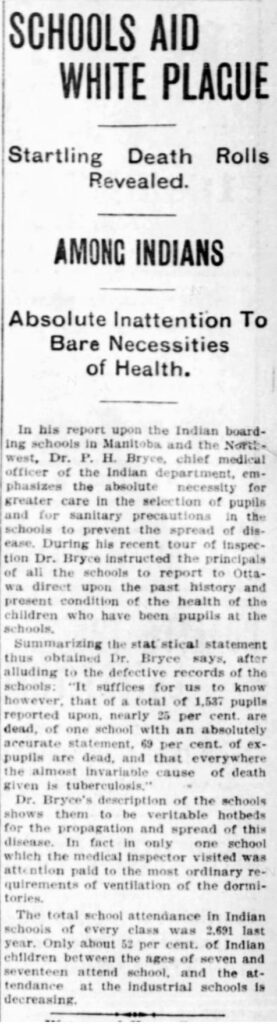 1907 report on Indian Residential Schools