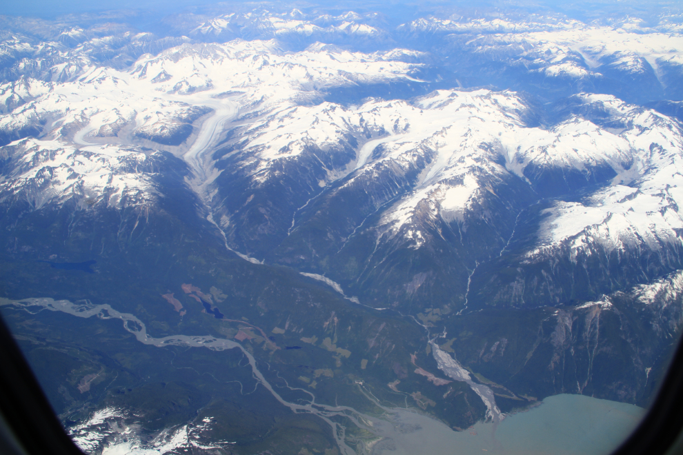Aerial view of Knight Inlet and the Dais Glacier, BC