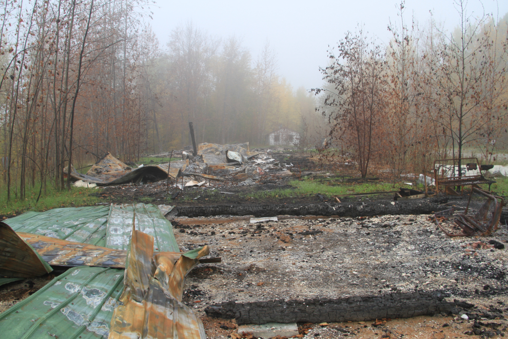Burnt remains of the Liard River Lodge