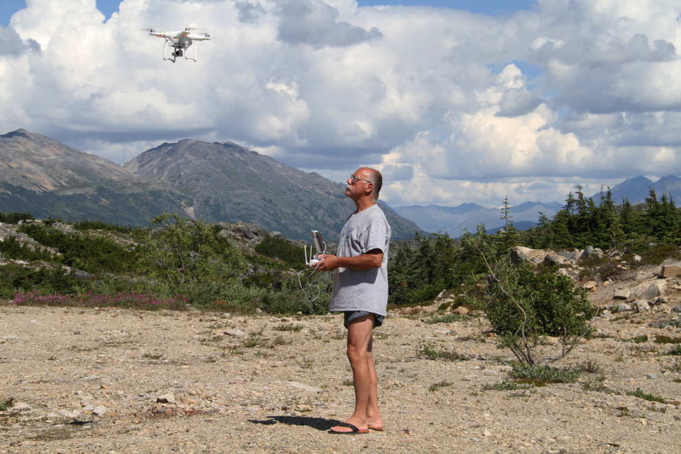 Murray Lundberg with his drone in the White Pass
