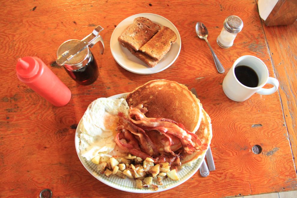 Yukon breakfast at Rancheria Lodge, Alaska Highway