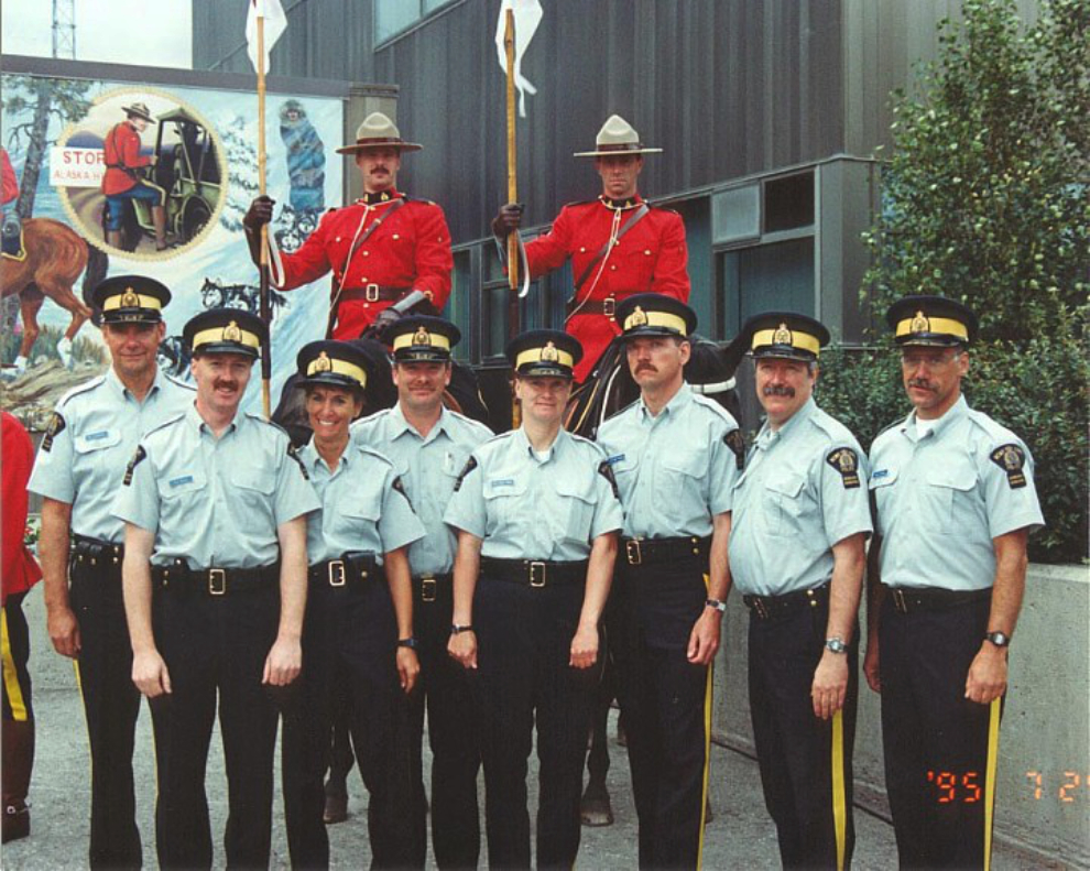RCMP Musical Ride with Auxiliary constables in Whitehorse, Yukon, in 1995