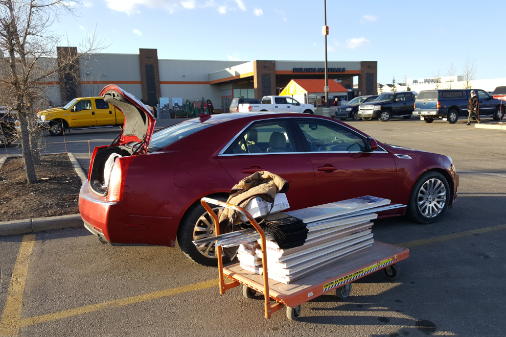 Loading up my Cadillac at Home Depot in Airdrie