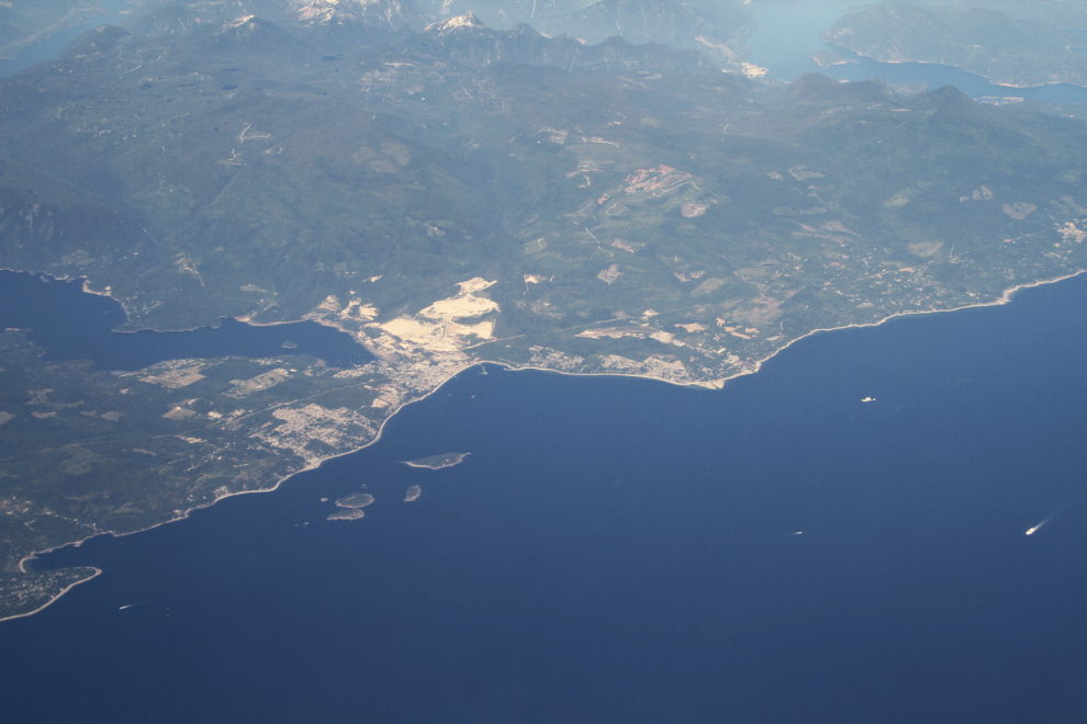 Aerial view of Sechelt, BC