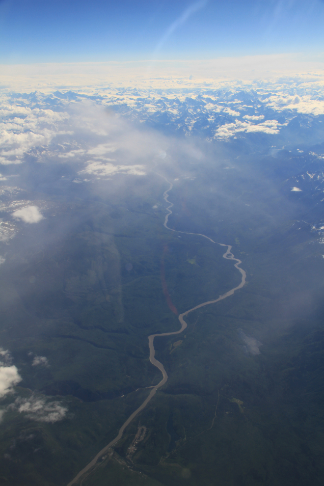 Aerial view of Telegraph Creek and the Stikine River