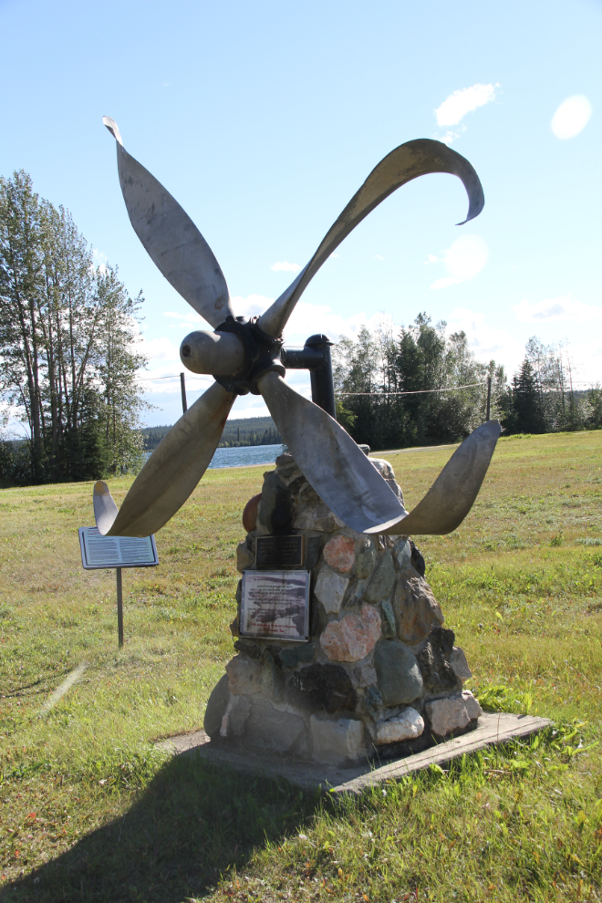 This cairn at Watson Lake is dedicated to the men who flew planes in the Lend Lease program and the Winter Experimental Establishment (W.E.E.)