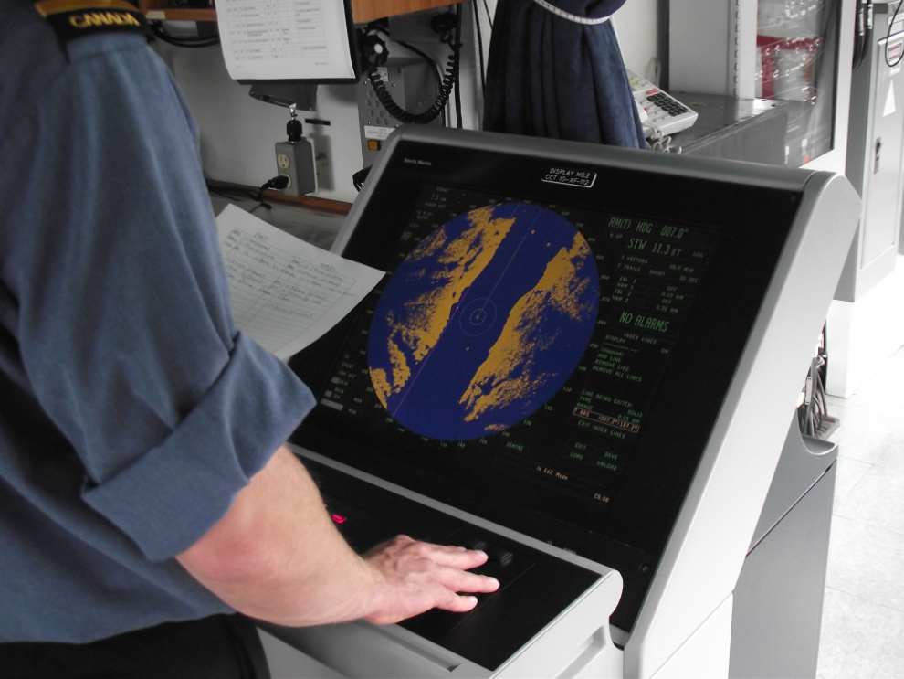 The navigation computer on HMCS Whitehorse