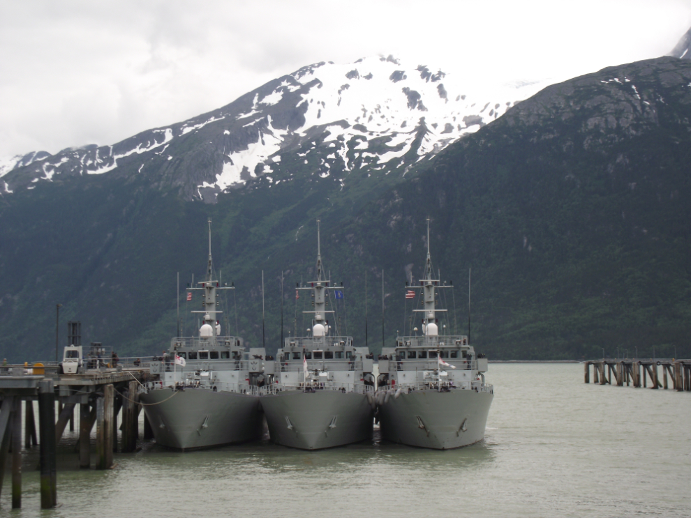 HMCS Brandon, HMCS Whitehorse and HMCS Nanaimo at Skagway, Alaska