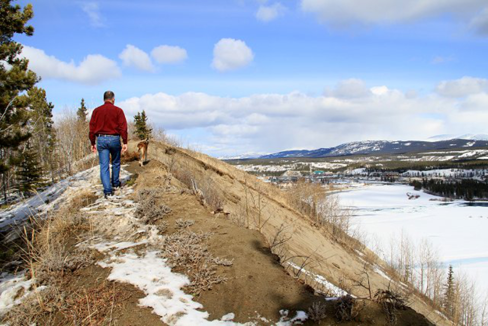 Walking along the clay cliffs at Whitehorse, Yukon