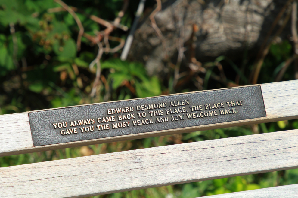 A memorial bench for Edward Desmond Allen on English Bay in Vancouver