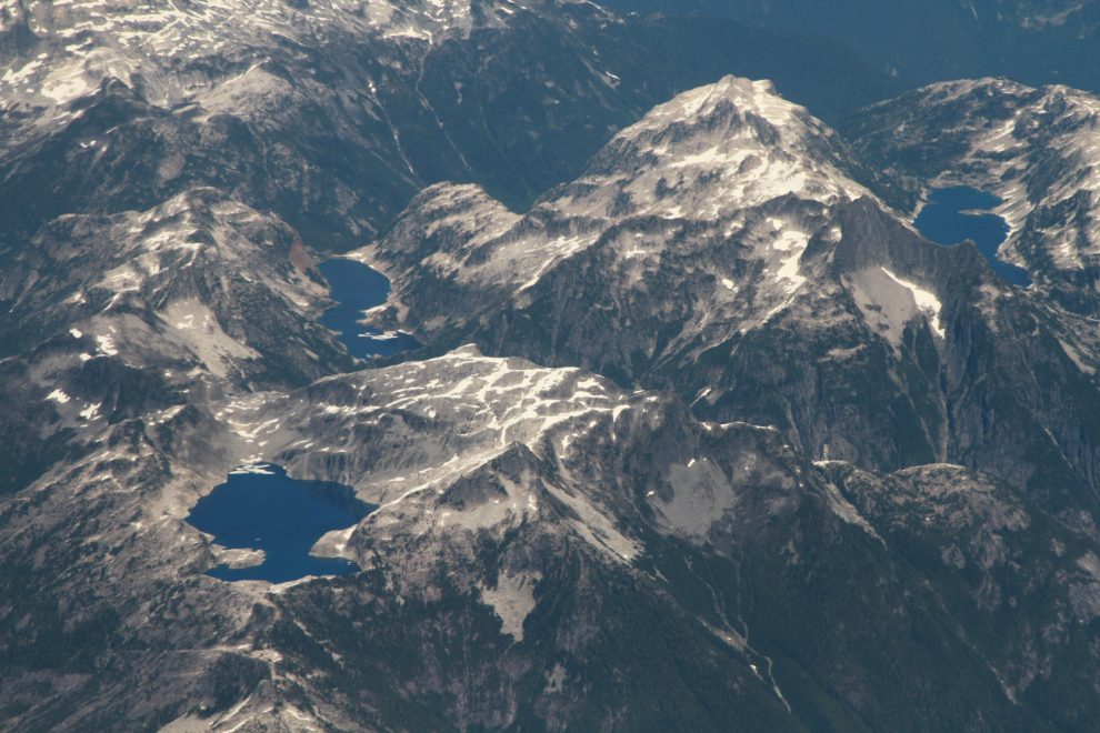 Aerial view of alpine lakes in southwest BC