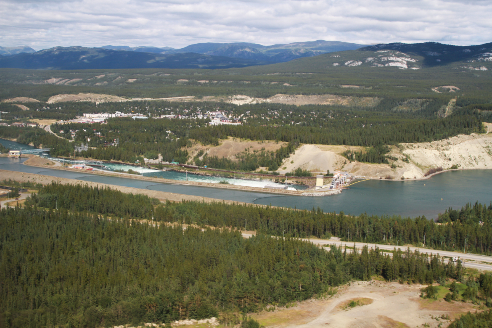 Aerial view of the Whitehorse power dam.