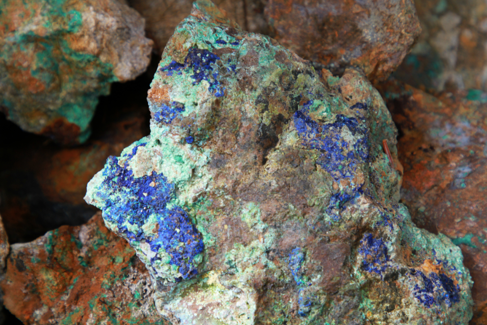 Malachite and azurite in the Whitehorse Copper Belt