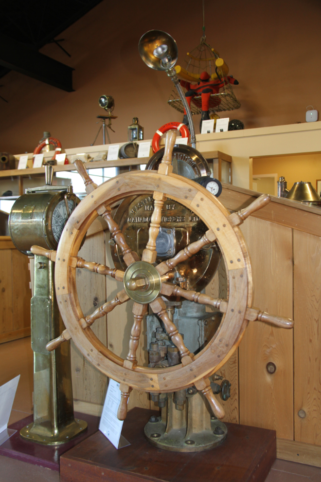 The pedestal and wheel from the first HMCS Yukon (DDE 263)