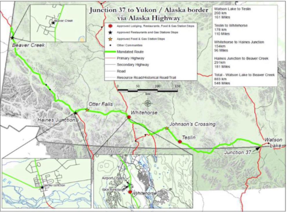 COVID-19 travel regulations map for the Yukon