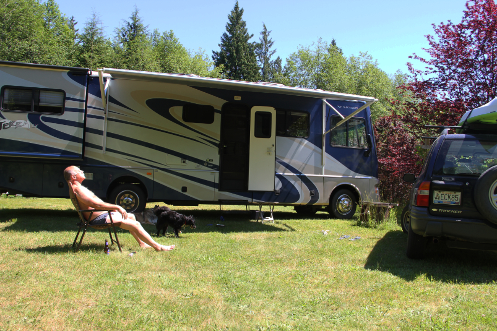 Relaxing in the sun in front of my RV