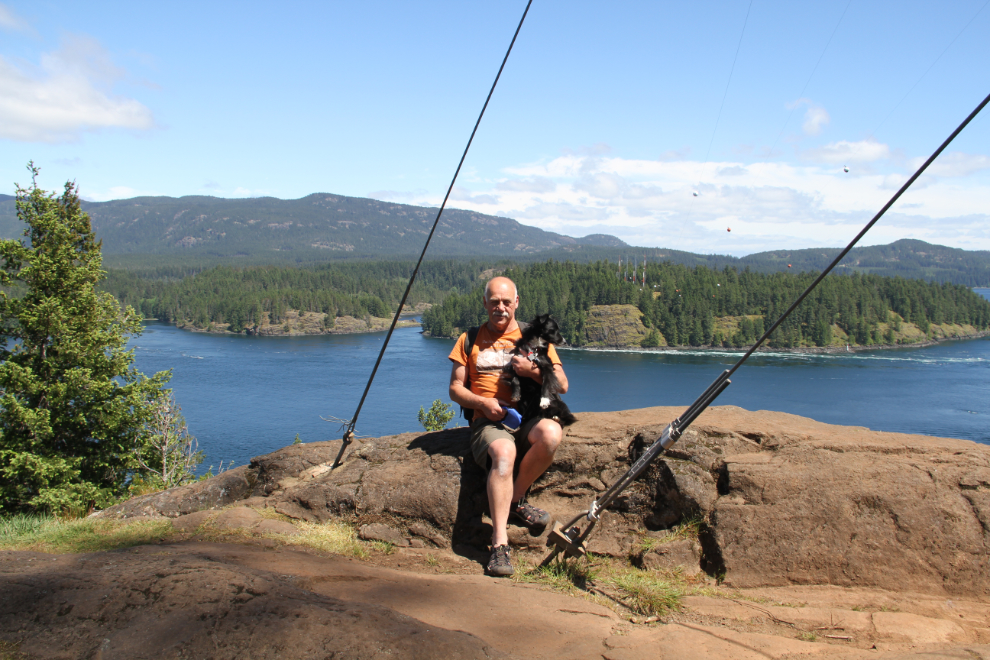 Murray Lundberg and his little dog Tucker at Ripple Rock, BC
