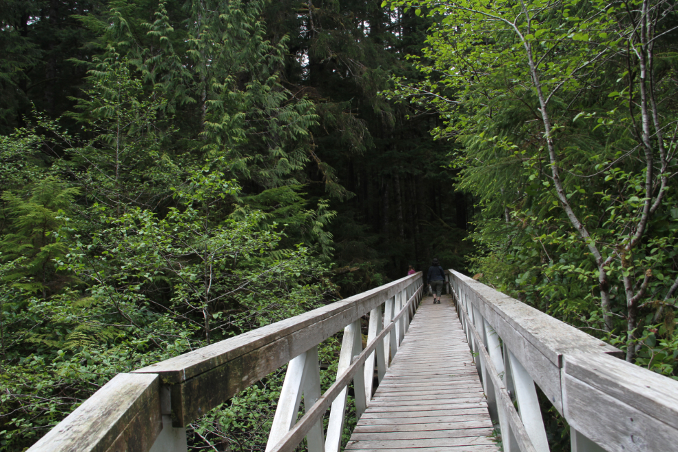 This long bridge takes the trail across one of the San Josef River's flood channels